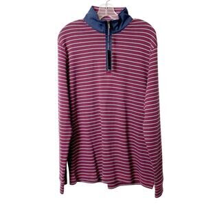 Bugatchi Striped Red Striped Long Sleeve Men Zip Up Men Sweater Size Medium